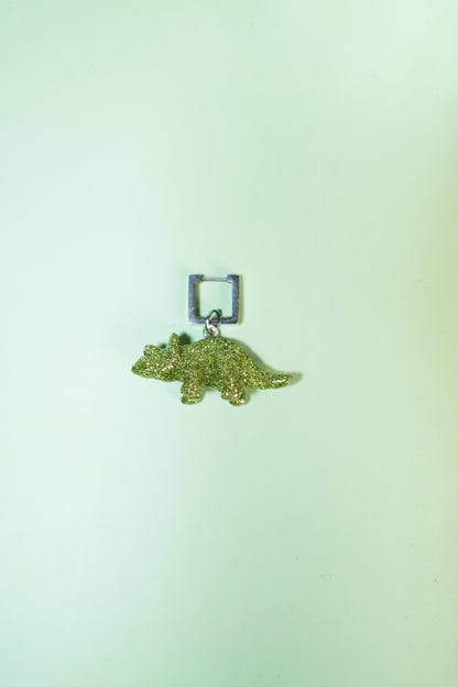 Mono boucle - Mini dinosaure paillettes vertes claires (Triceratops)