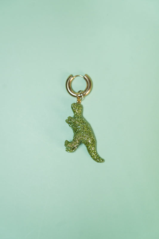 Mono boucle - Mini dinosaure paillettes vertes claires (Tyranosaure)