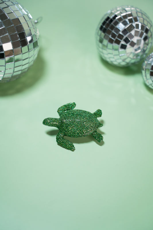 Broche Tortue paillettes vertes