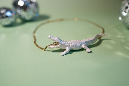 Collier crocodile nacré