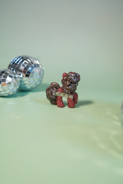 Broche Petit Poney paillettes roses