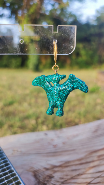Mono boucle  - Mini dinosaure paillettes bleues canard (Pterodactyle)