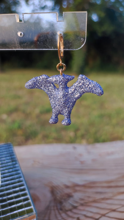Mono boucle  - Mini dinosaure paillettes lilas (Ptérodactyle)
