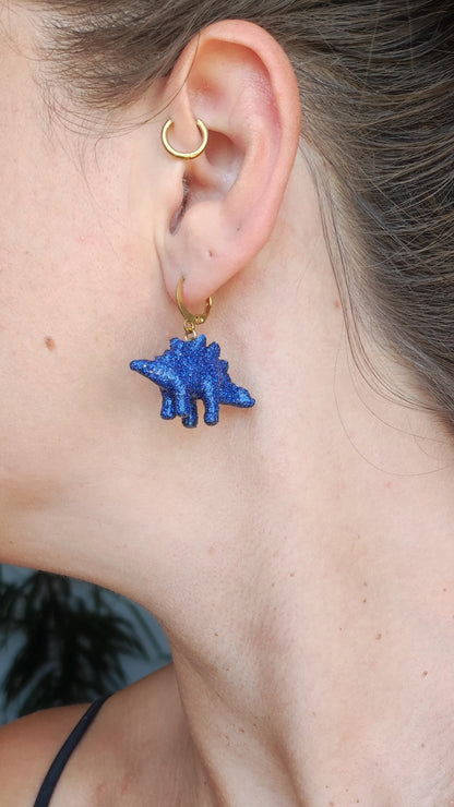 Mono boucle  - Mini dinosaure paillettes bleues (Stegosaure)