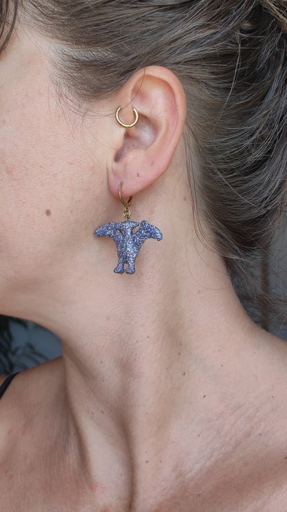 Mono boucle  - Mini dinosaure paillettes lilas (Ptérodactyle)