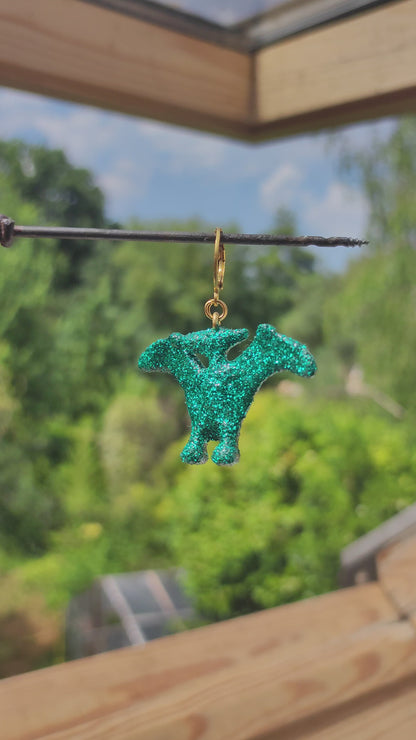 Mono boucle  - Mini dinosaure paillettes bleues canard (Pterodactyle)
