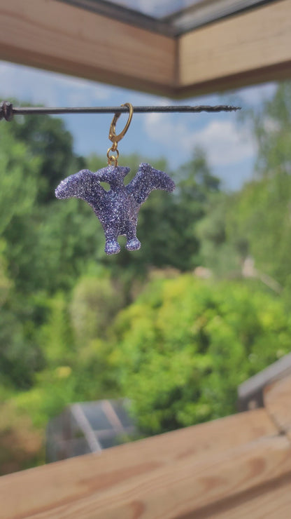 Mono boucle  - Mini dinosaure paillettes lilas (Ptérodactyle)