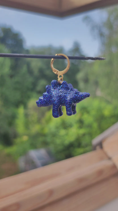 Mono boucle  - Mini dinosaure paillettes bleues (Stegosaure)