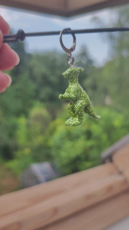 Mono boucle  - Mini dinosaure paillettes vertes claires (Parasaulophus)