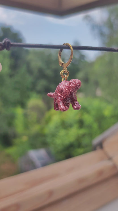 Mono boucle  - Mini dinosaure paillettes roses (Ankylosaure)
